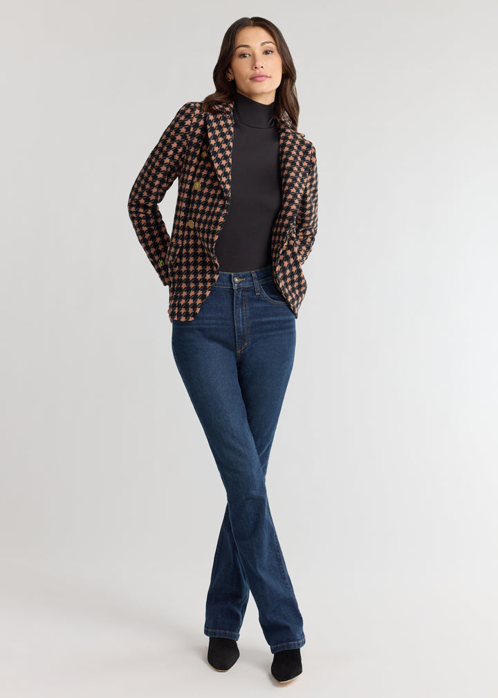 Uptown Blazer in Vello Fleece (Camel/Black Houndstooth)