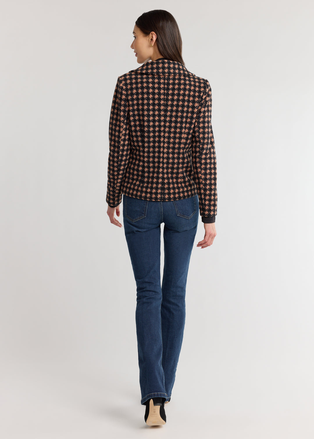 Uptown Blazer in Vello Fleece (Camel/Black Houndstooth)