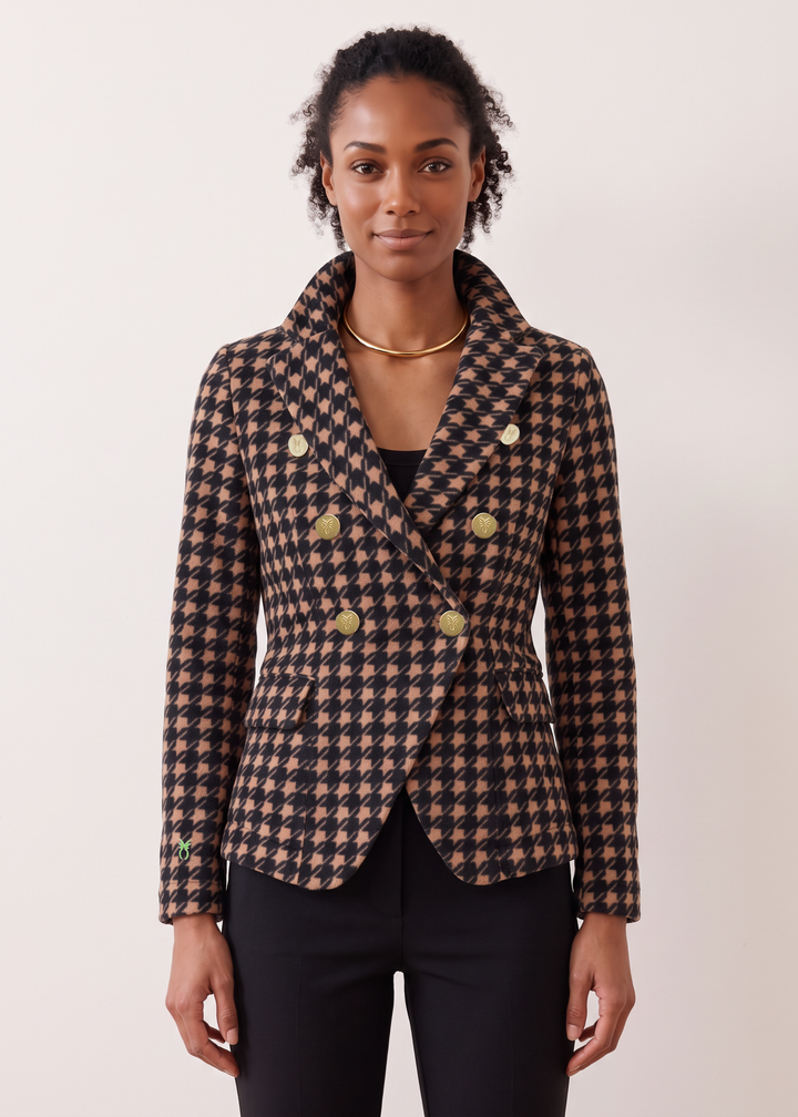 Uptown Blazer in Vello Fleece (Camel/Black Houndstooth)