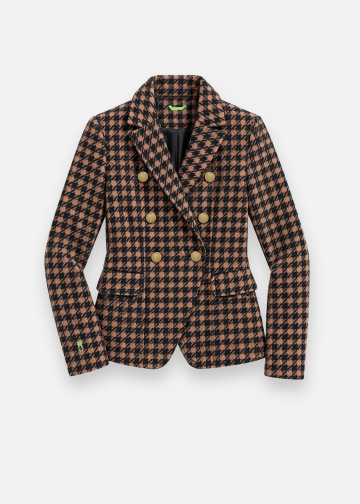 Uptown Blazer in Vello Fleece (Camel/Black Houndstooth)