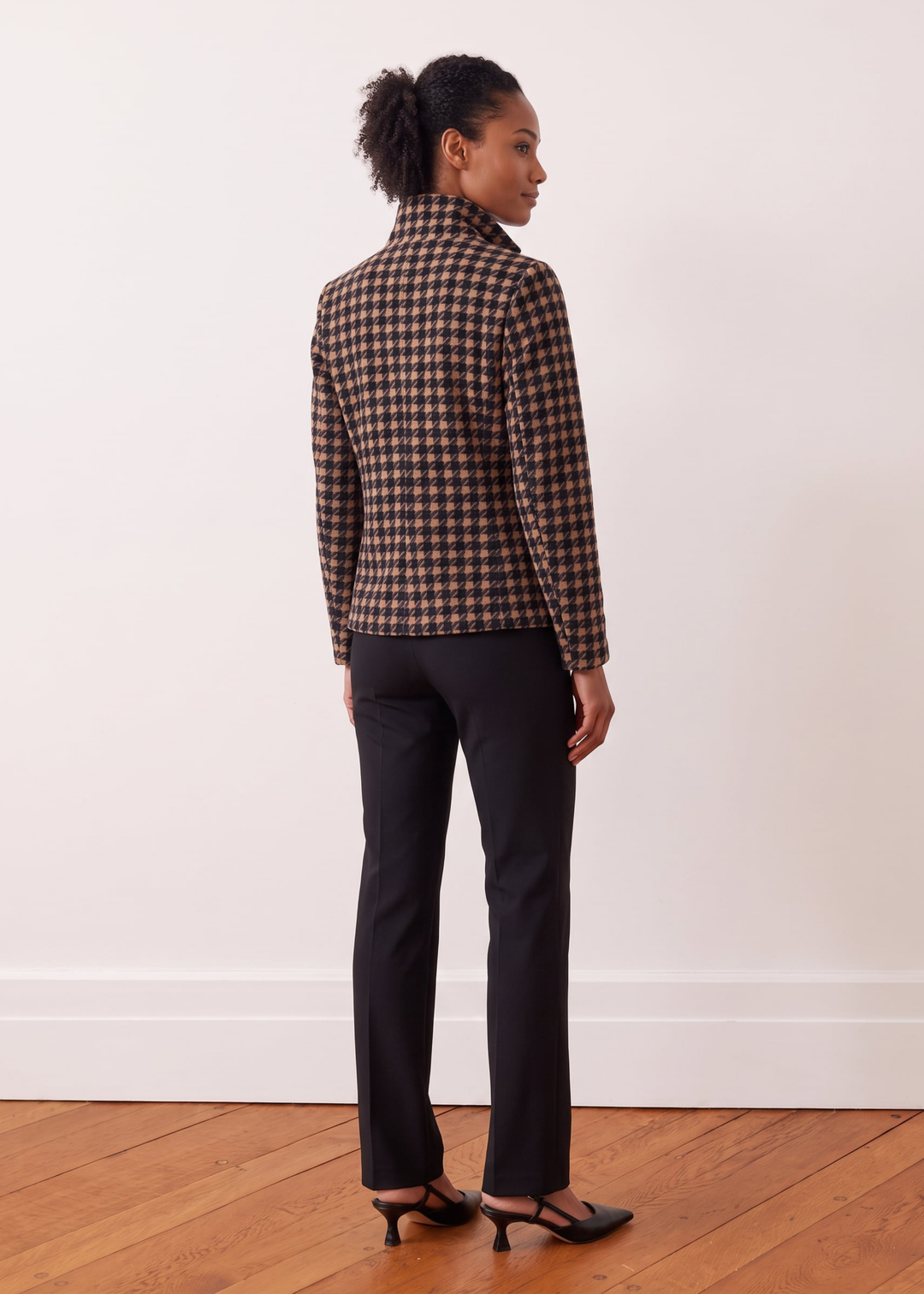 Uptown Blazer in Vello Fleece (Camel/Black Houndstooth)