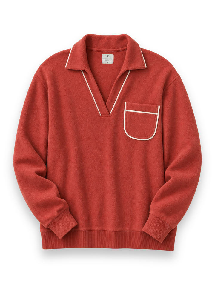 Vanderbilt V-Neck in Vello Fleece (Cinnamon)