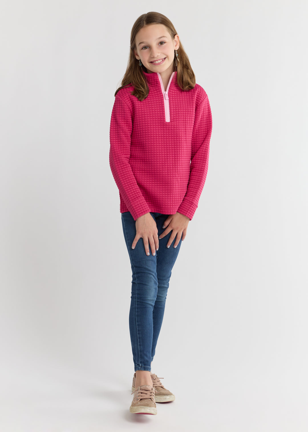 Kids Windabout Pullover in Waffle (Berry)