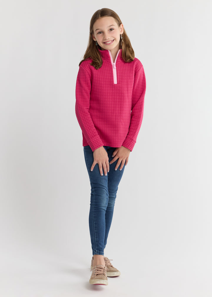 Kids Windabout Pullover in Waffle (Berry)