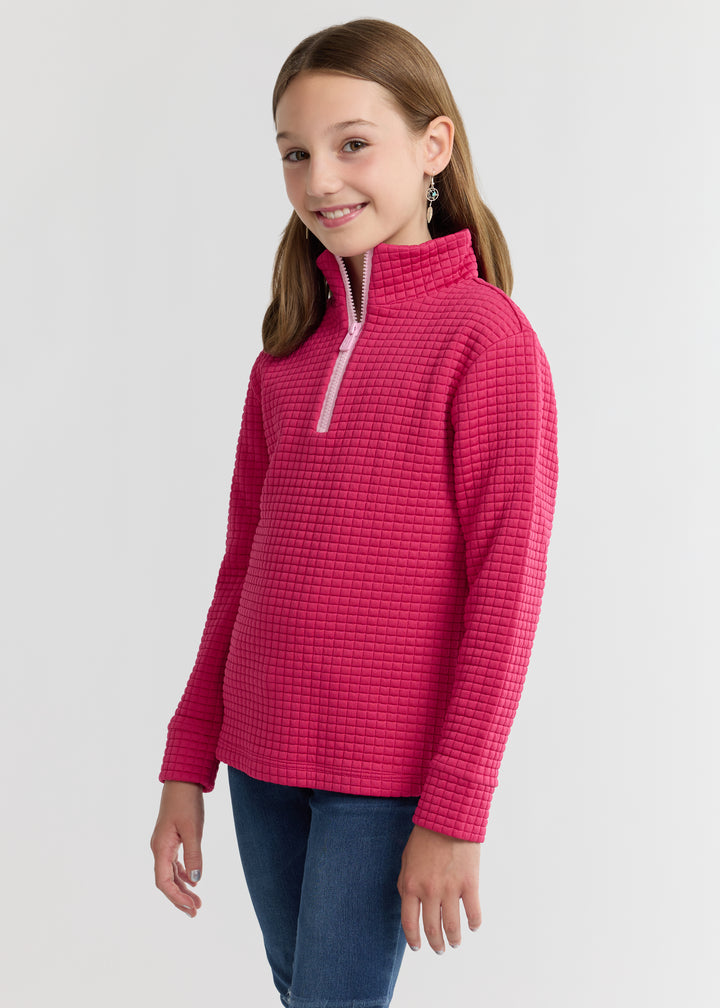 Kids Windabout Pullover in Waffle (Berry)