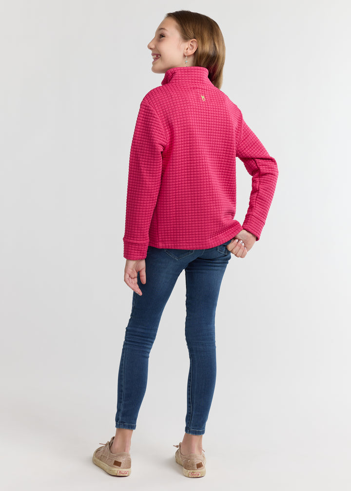 Kids Windabout Pullover in Waffle (Berry)