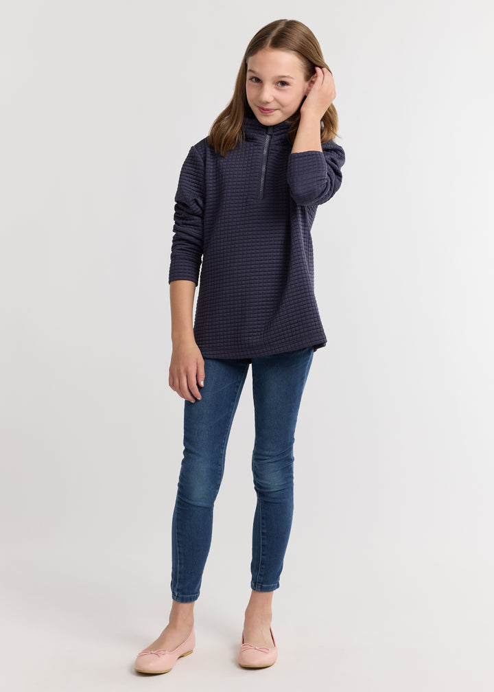 Kids Windabout Pullover in Waffle (Navy)