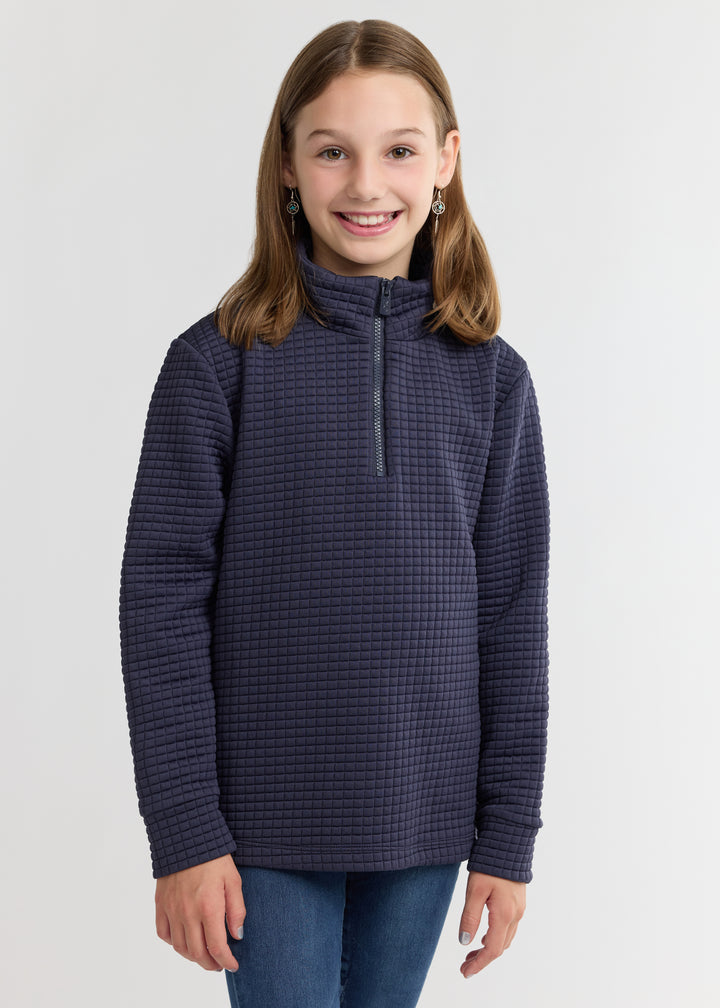 Kids Windabout Pullover in Waffle (Navy)