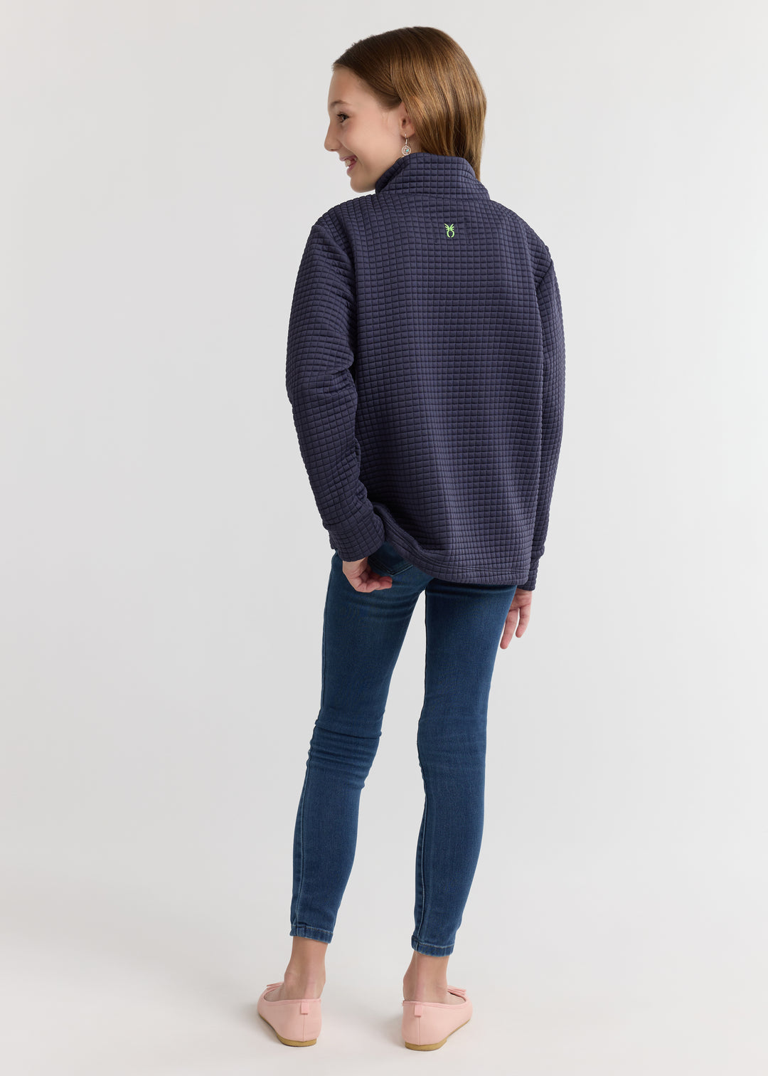 Kids Windabout Pullover in Waffle (Navy)