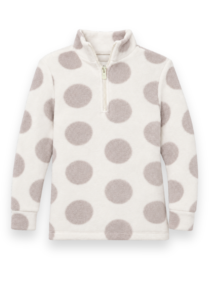 Kids Windabout Pullover in Sherpa Fleece (Cream/Chateau Grey Dot)