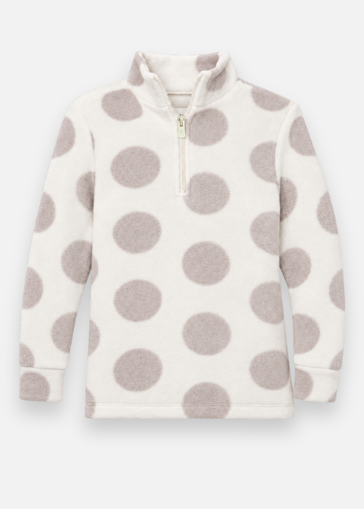 Kids Windabout Pullover in Sherpa Fleece (Cream/Chateau Grey Dot)