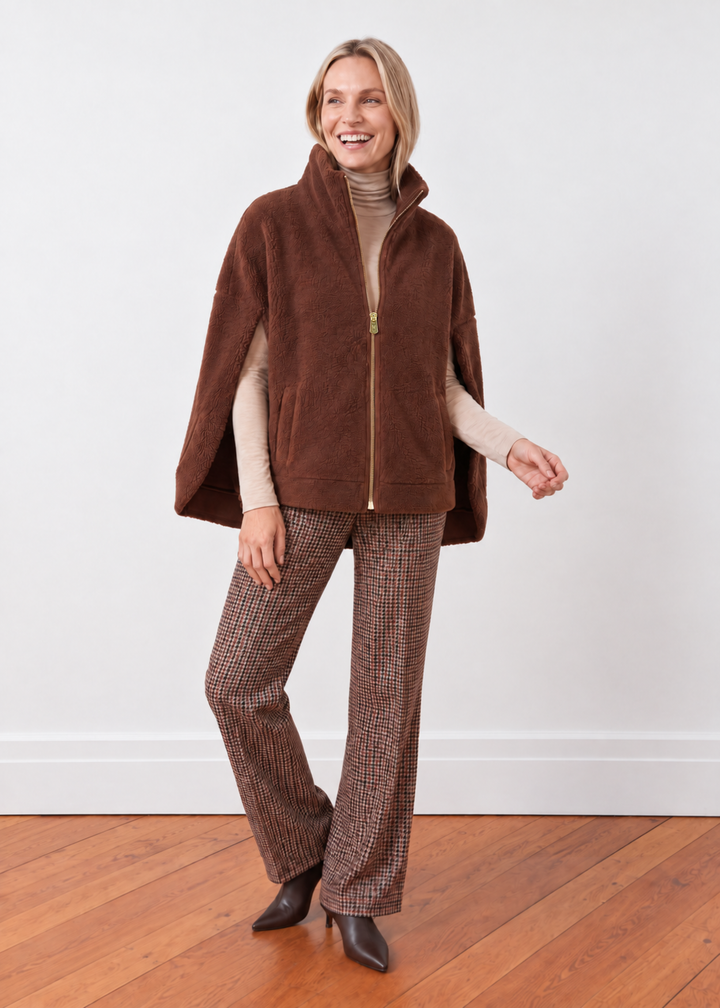 Ashford Poncho in Sherpa Fleece (Cocoa)