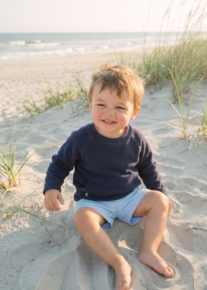 Toddler Crewneck in Vello Fleece (Navy)