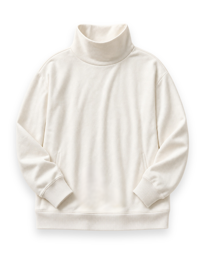 Bedford Turtleneck in Scuba Fleece (Cream)