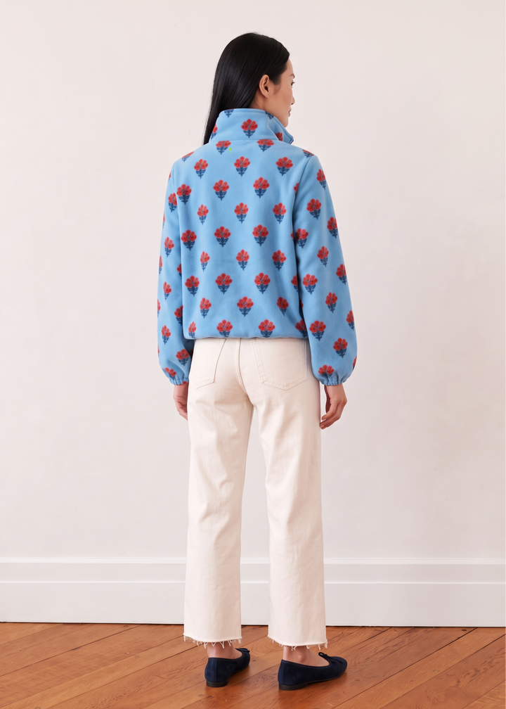Boardwalk Pullover in Vello Fleece (Cottage Floral - Blue)