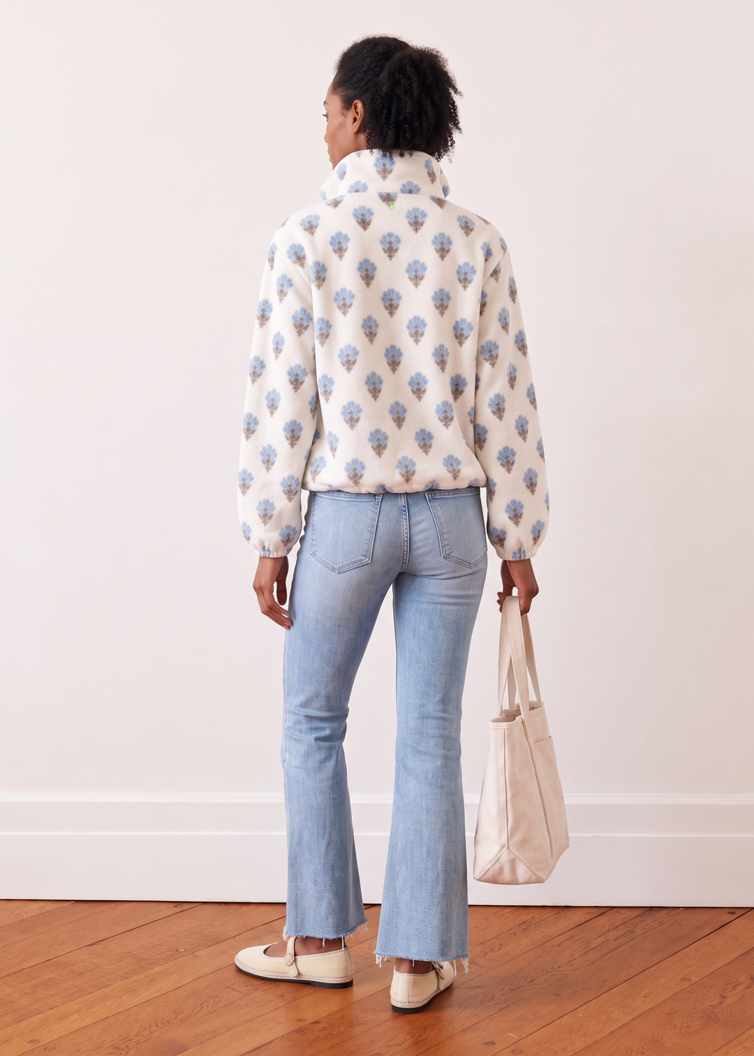 Boardwalk Pullover in Vello Fleece (Cottage Floral - Cream)