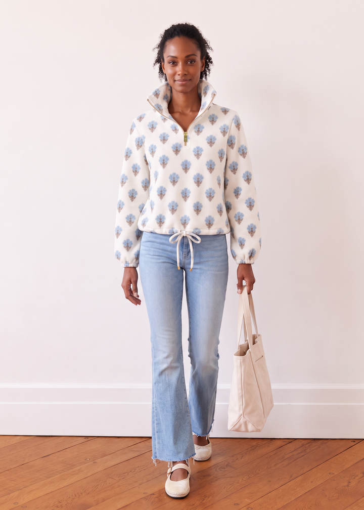 Boardwalk Pullover in Vello Fleece (Cottage Floral - Cream)