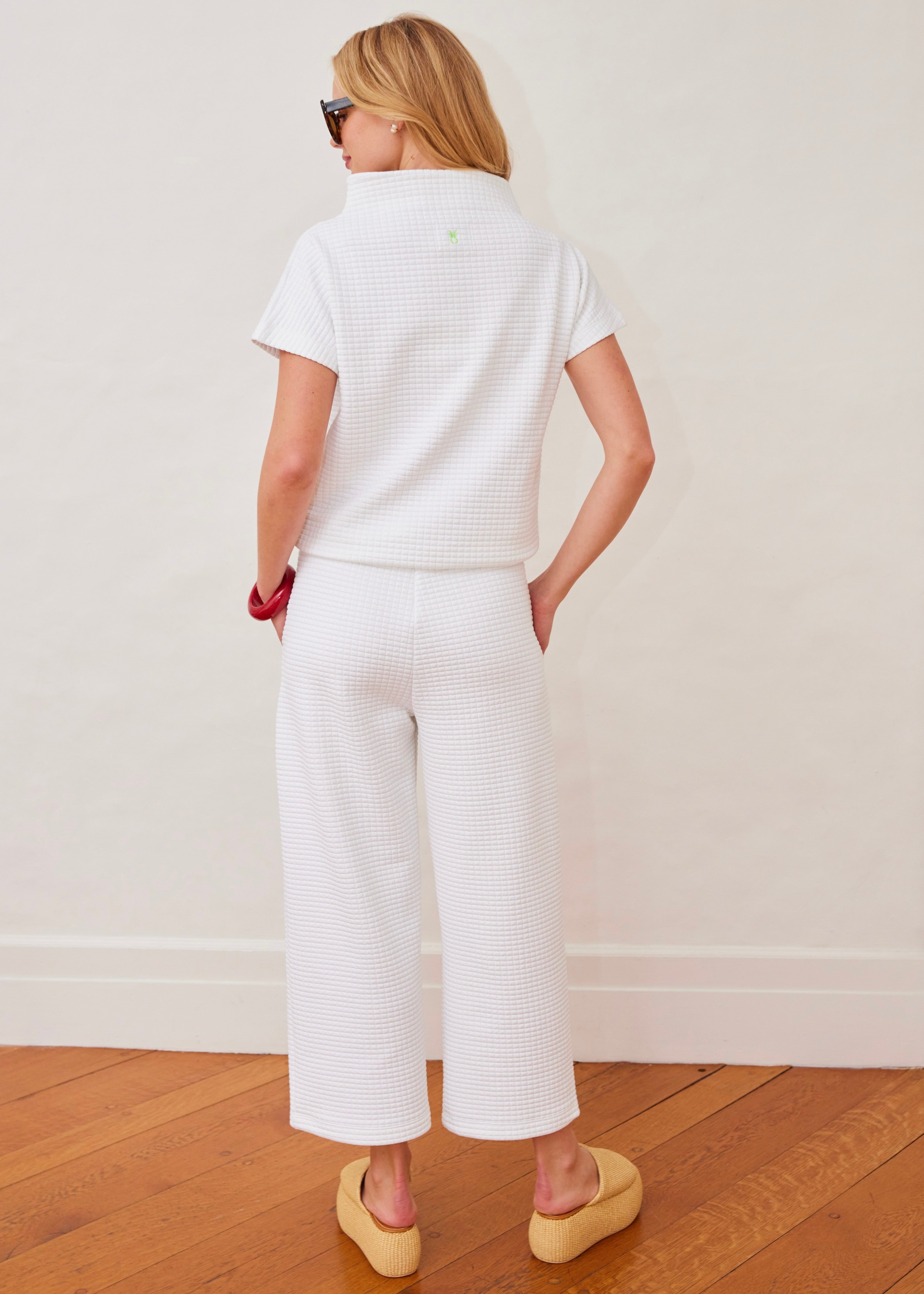 Bowery Mock Neck in Waffle (White) – Dudley Stephens