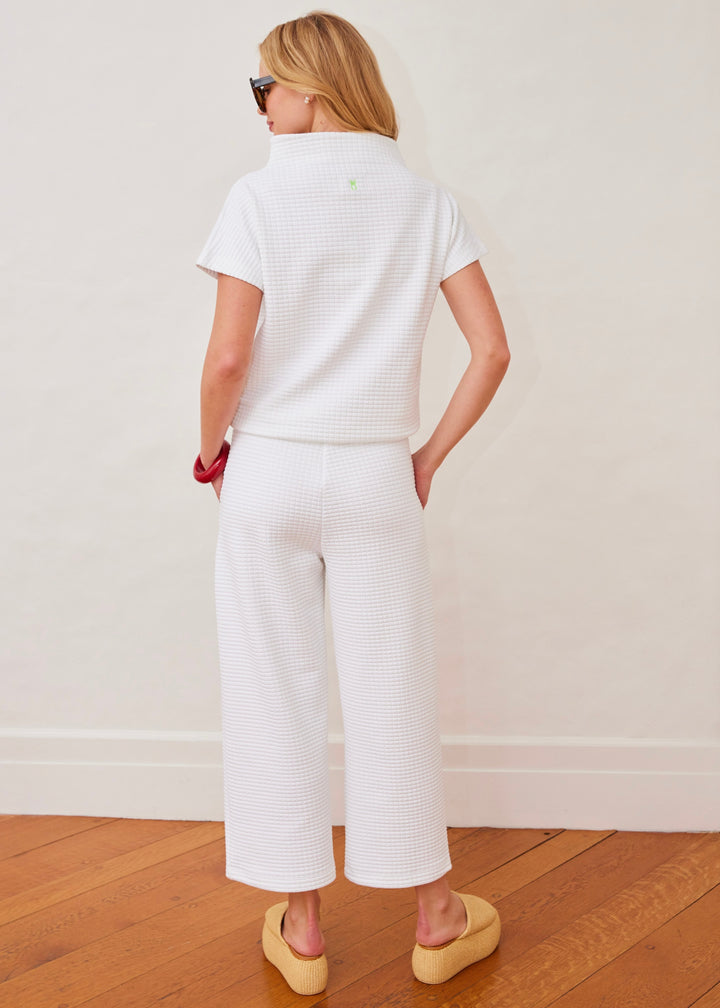 Bowery Mock Neck in Waffle (White)