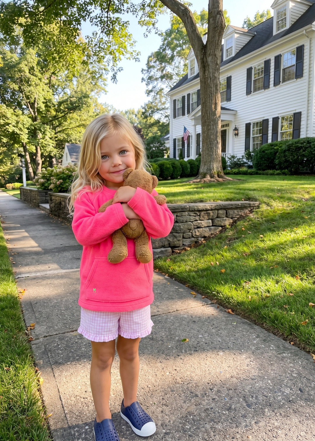 Toddler Crewneck in Vello Fleece (Neon Pink)