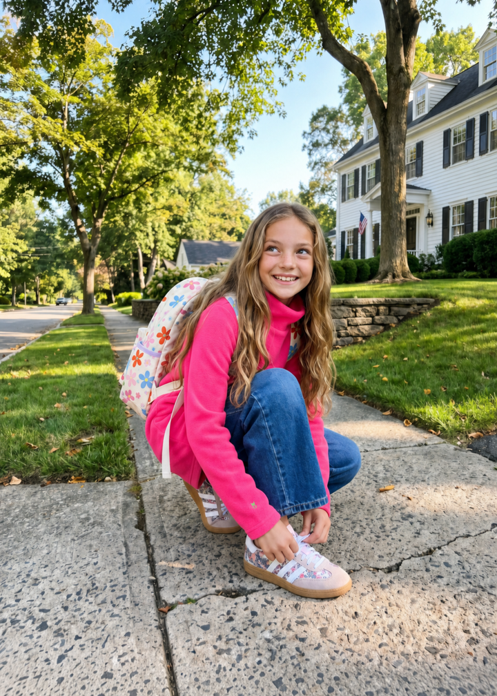 Greenbriar Girls Turtleneck in Vello Fleece (Neon Pink)