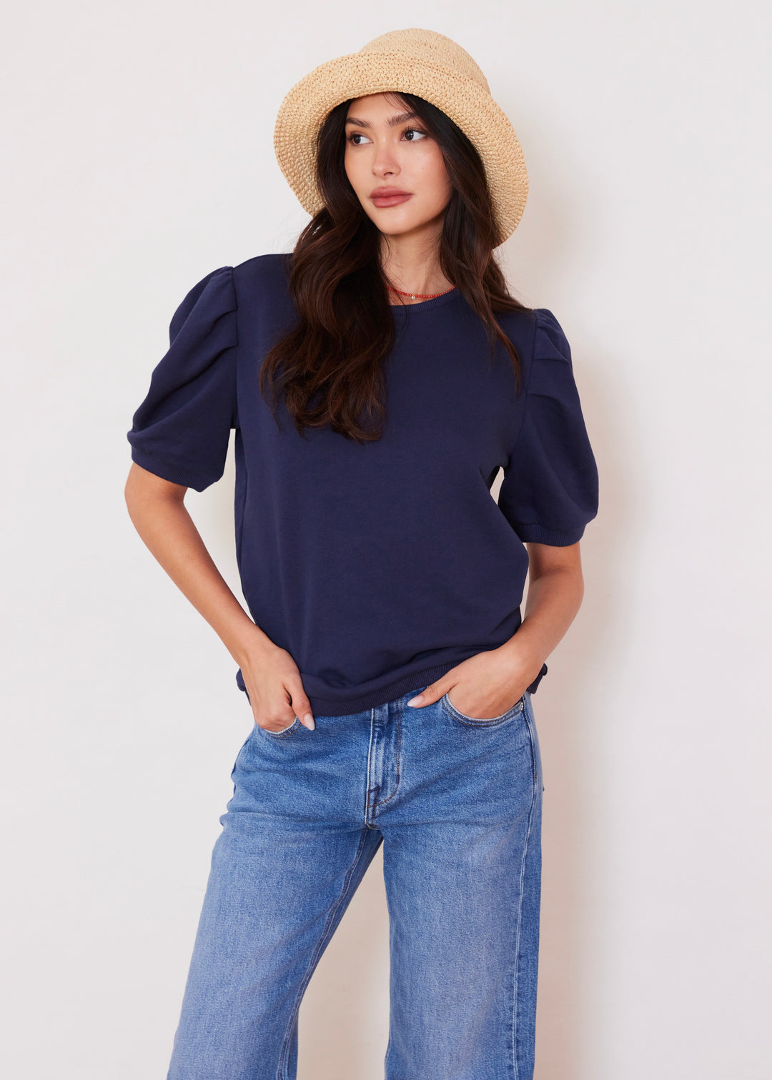 Cleo Top in French Terry (Navy)