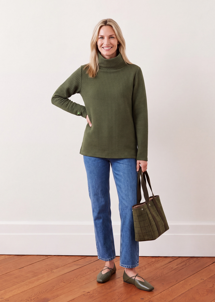 Cobble Hill Turtleneck in Waffle (Spruce)