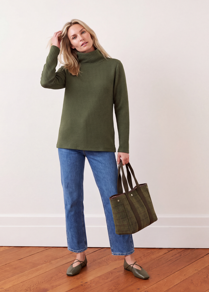 Cobble Hill Turtleneck in Waffle (Spruce)