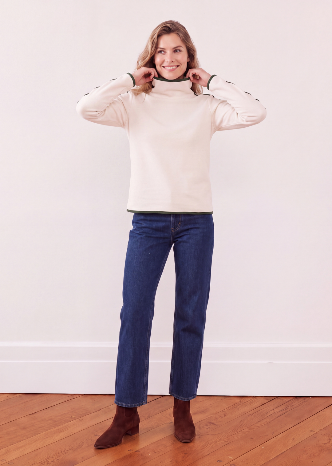 Park Slope with Tipping in Vello Fleece (Cream/Spruce)