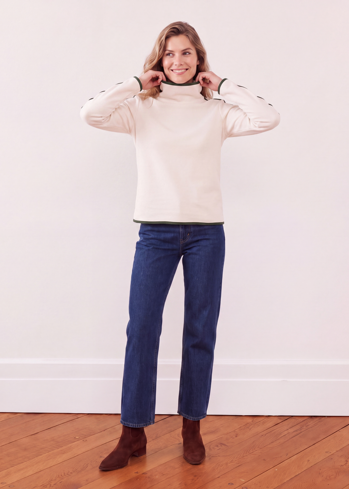 Park Slope with Tipping in Vello Fleece (Cream/Spruce)
