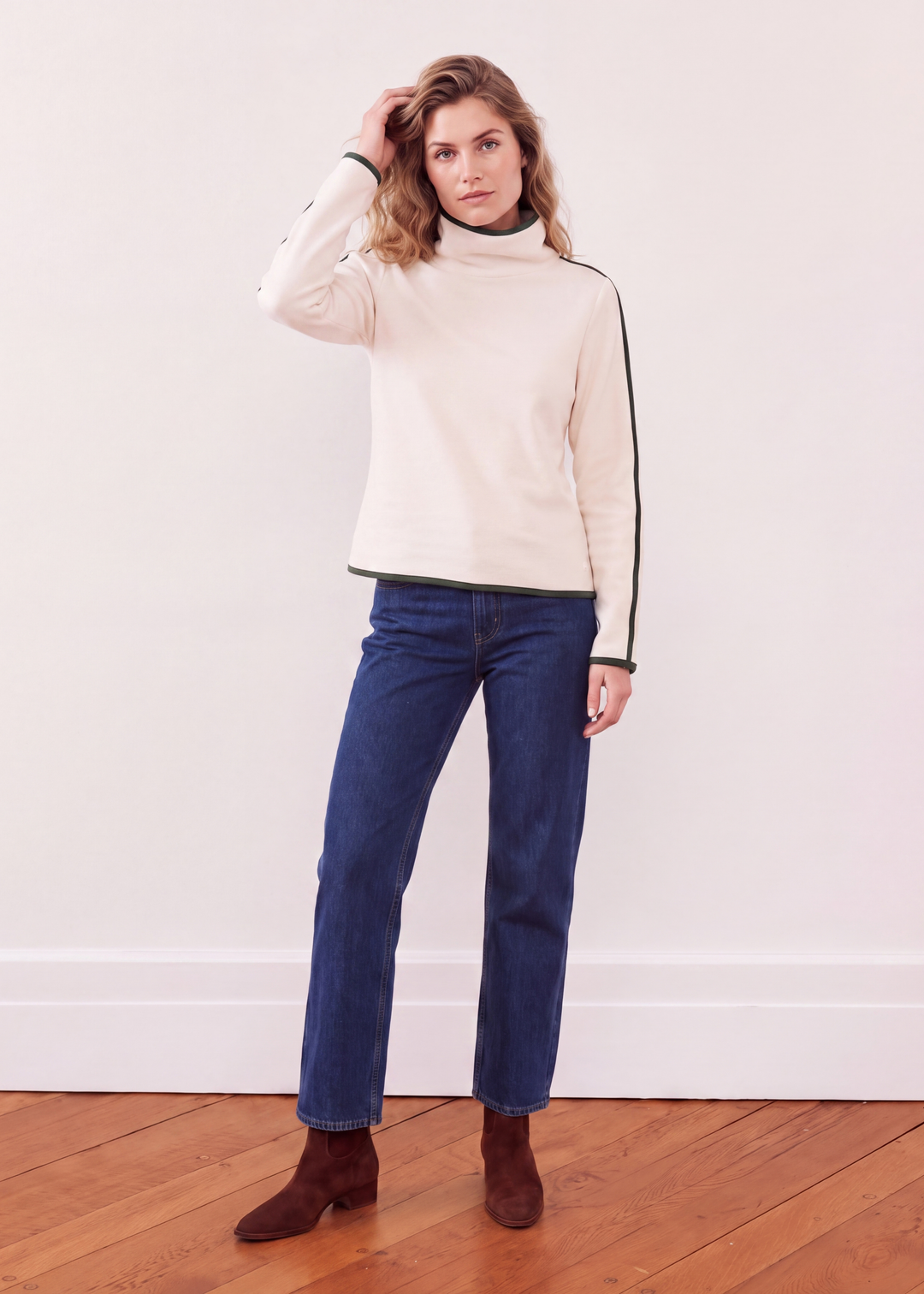 Park Slope with Tipping in Vello Fleece (Cream/Spruce)
