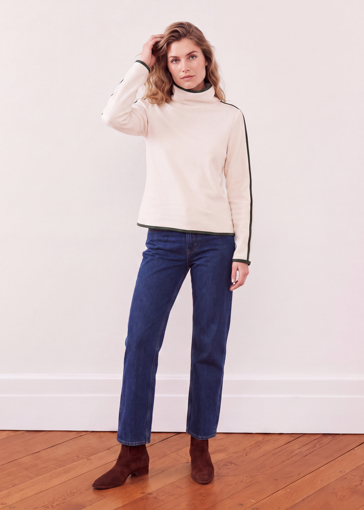 Park Slope with Tipping in Vello Fleece (Cream/Spruce)