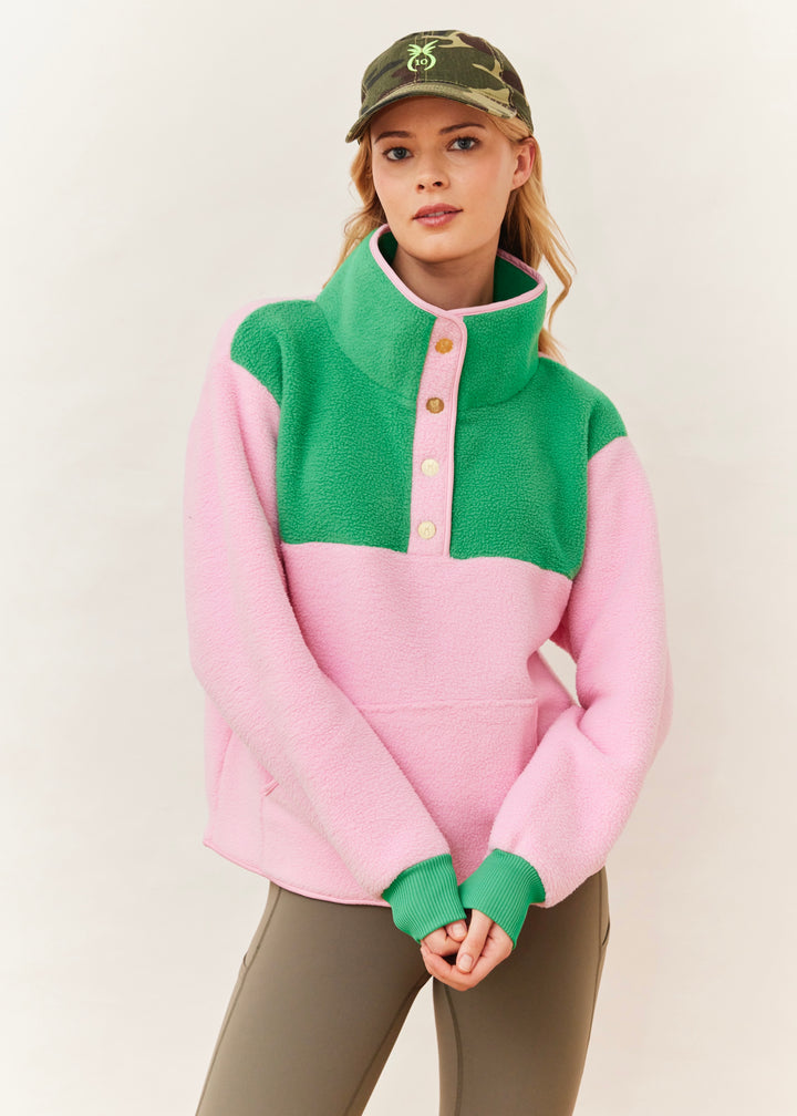 Finlay Pullover in Sherpa Fleece (Prism Pink/Jelly Bean)