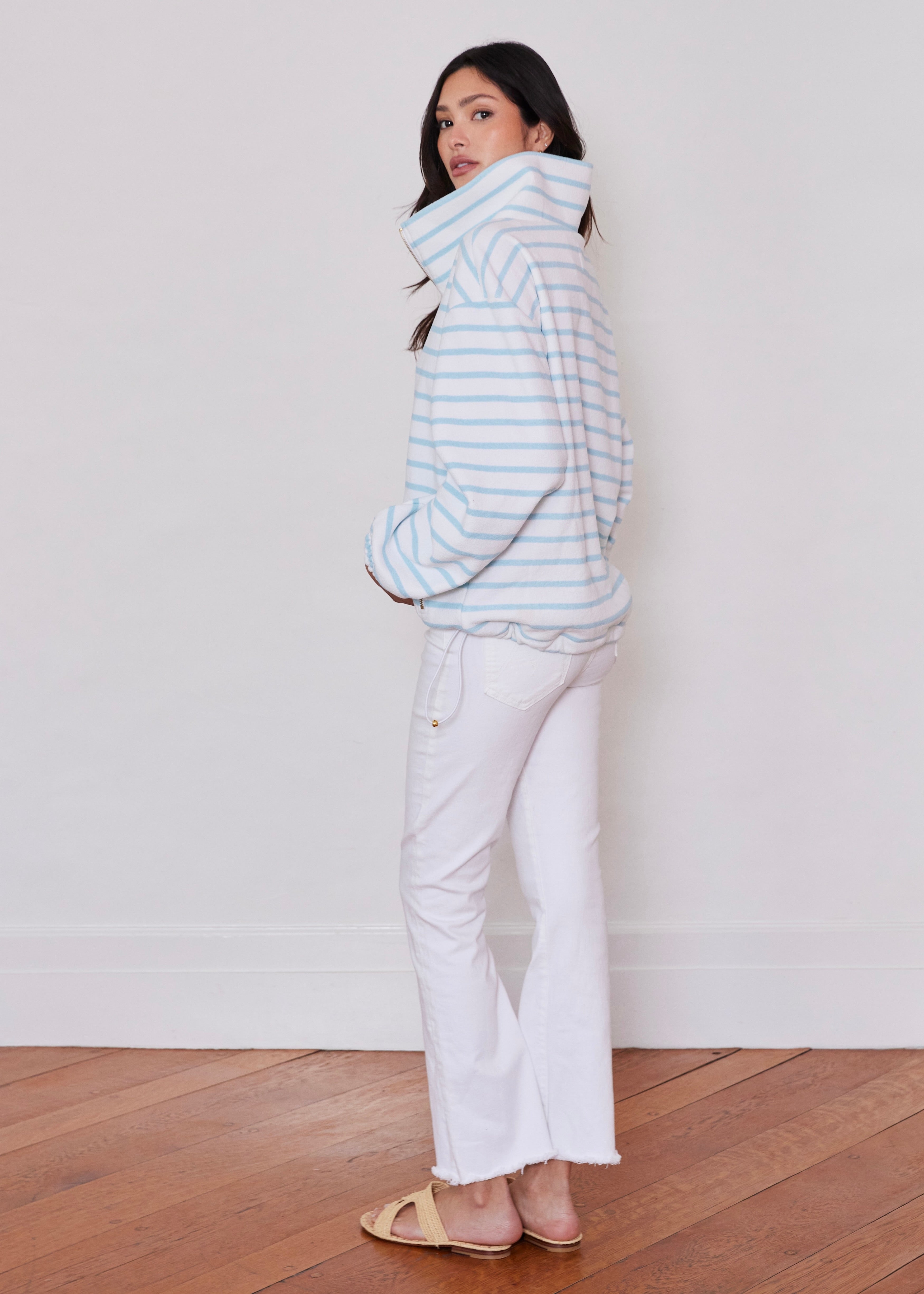 Hartley Pullover in Terry Fleece (Crystal Blue/White Mariner