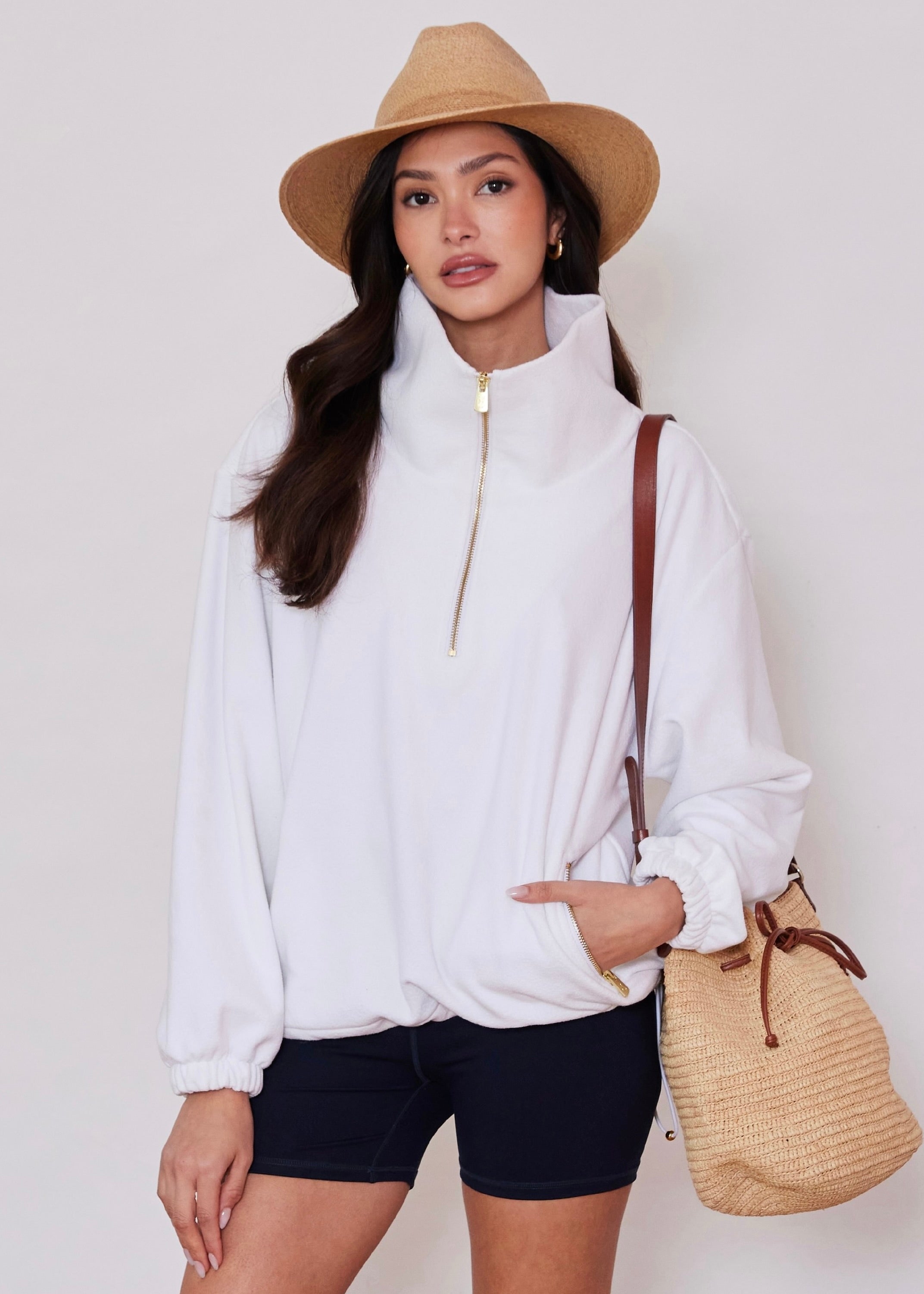 Hartley Pullover in Terry Fleece (White with Placed Flag) – Dudley