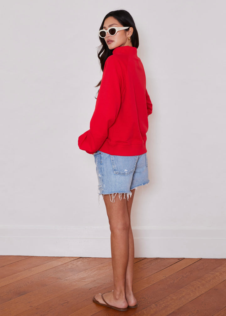 Heritage Sweatshirt in French Terry (Cherry Red with DS Crest Patch)