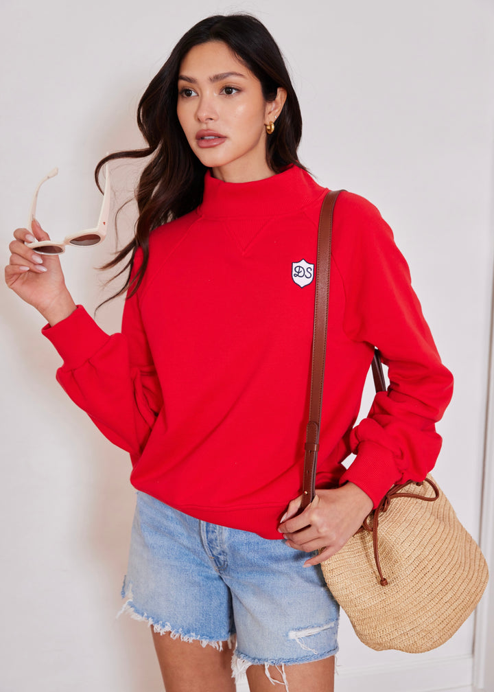 Heritage Sweatshirt in French Terry (Cherry Red with DS Crest Patch)