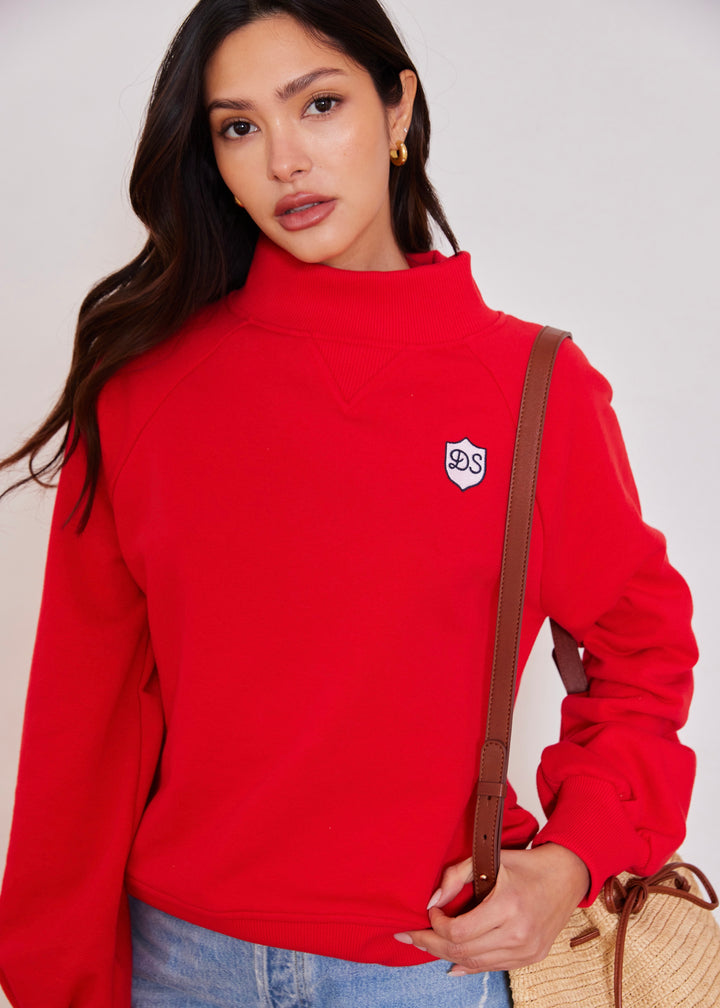 Heritage Sweatshirt in French Terry (Cherry Red with DS Crest Patch)