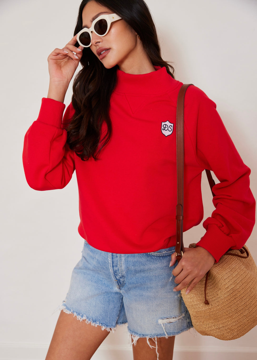 Heritage Sweatshirt in French Terry (Cherry Red with DS Crest Patch)