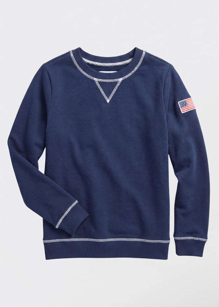 Kids Charley Sweatshirt in French Terry (Navy with American Flag)