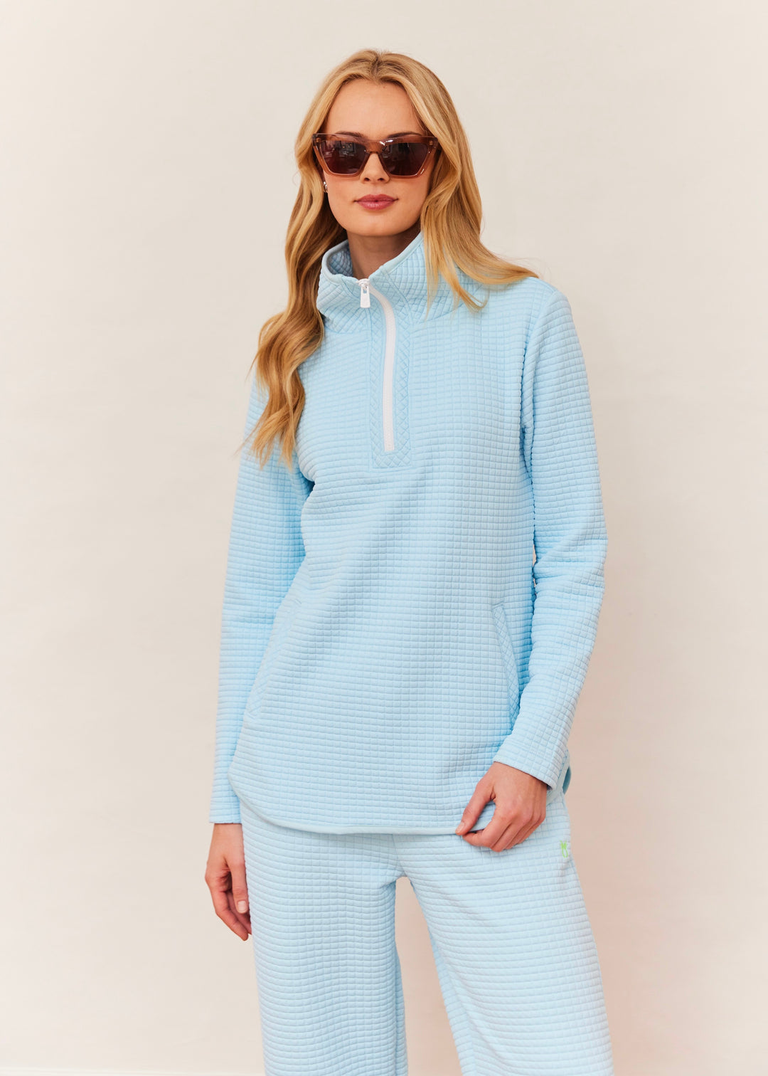 Laurel Pullover in Waffle (Crystal Blue)
