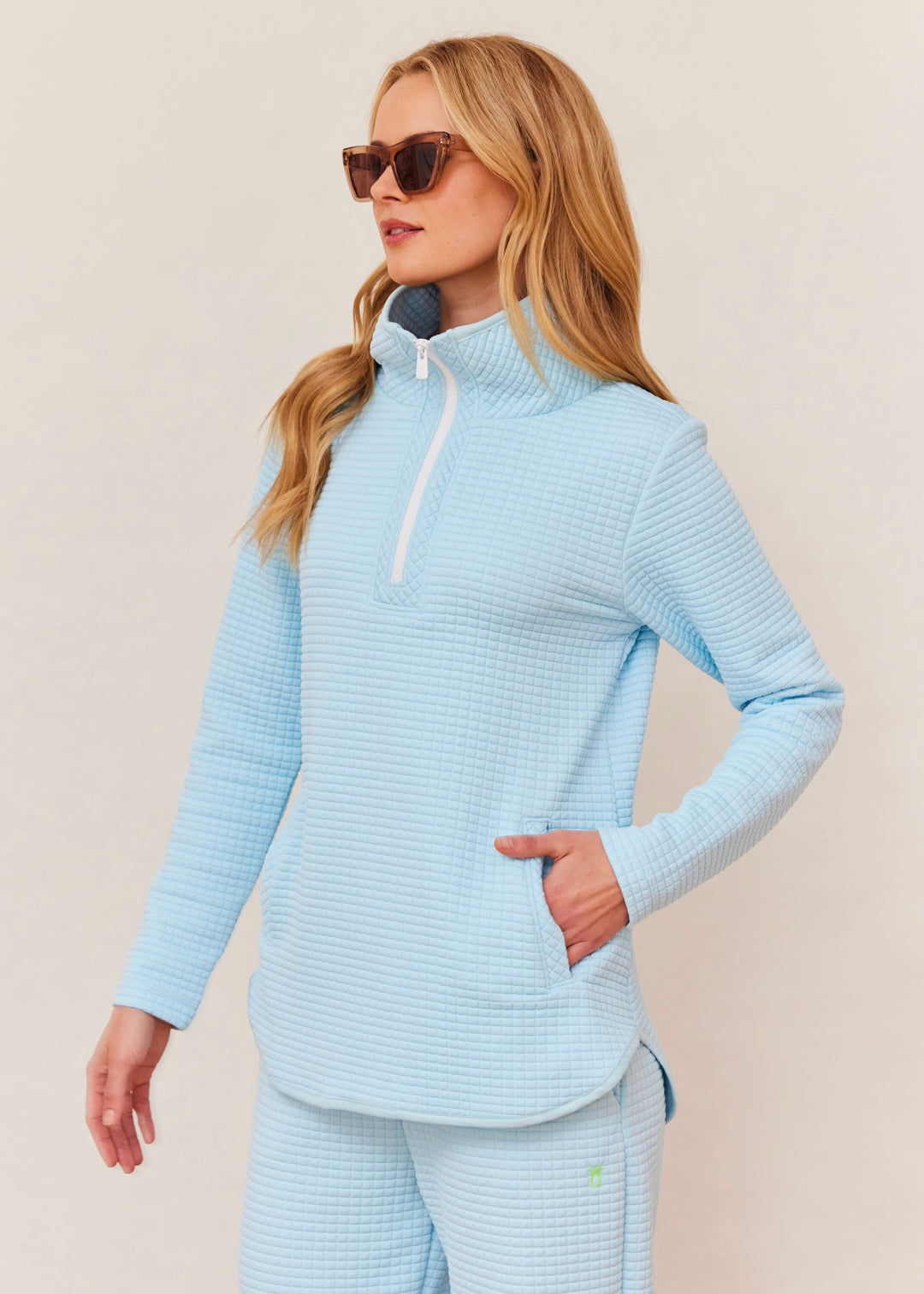 Laurel Pullover in Waffle (Crystal Blue)