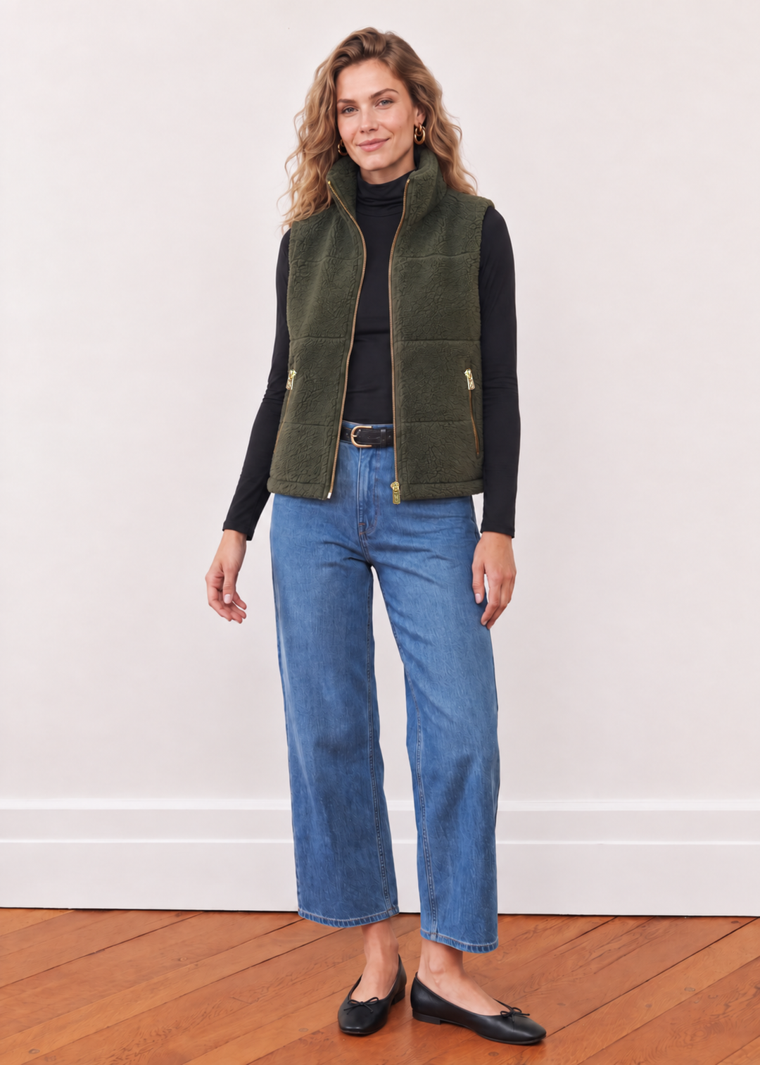 Marin Vest in Sherpa Fleece (Spruce)