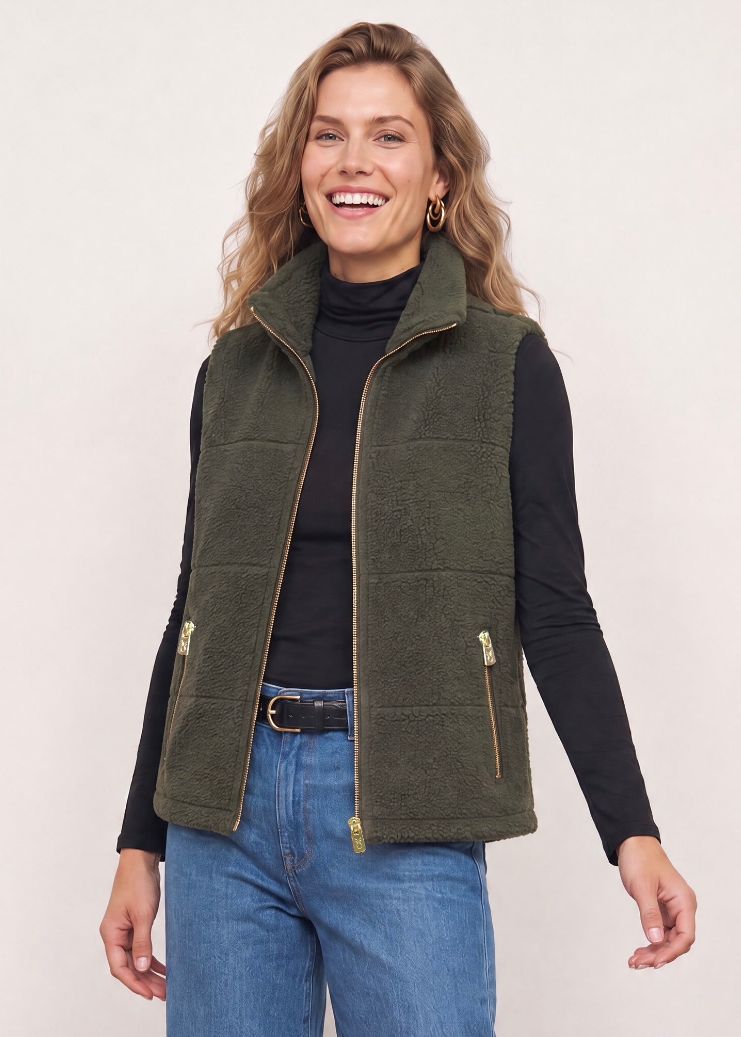 Marin Vest in Sherpa Fleece (Spruce) – Dudley Stephens