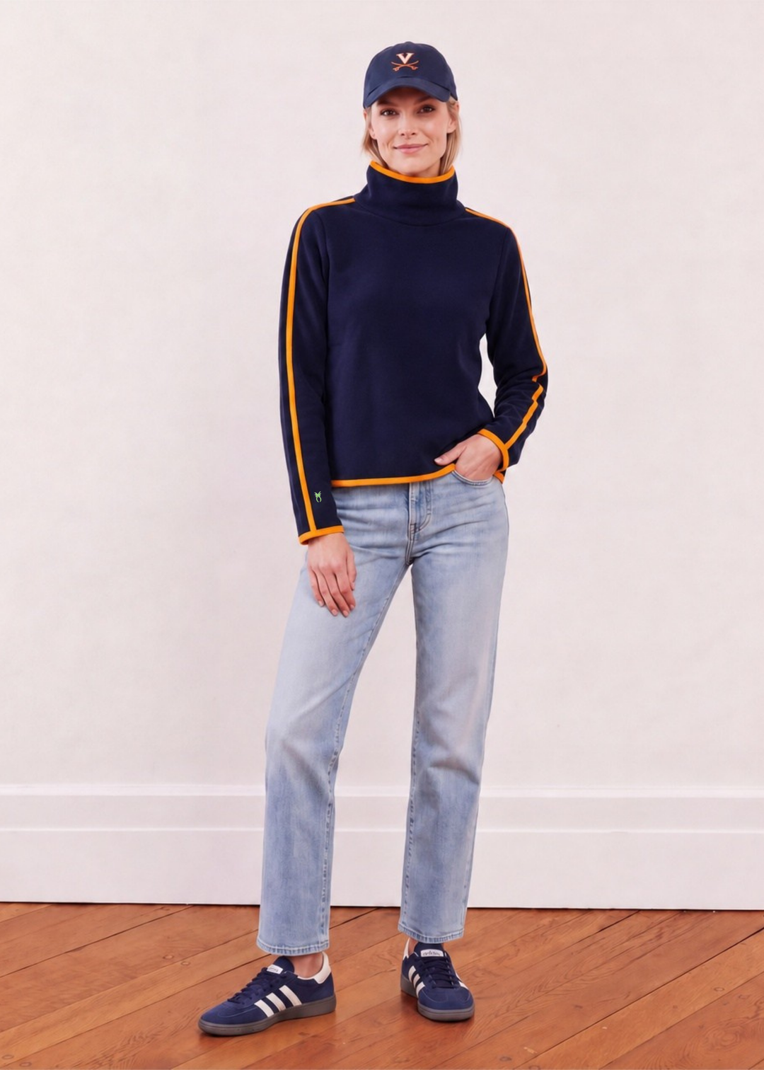 Park Slope with Tipping in Vello Fleece (Navy/Orange)