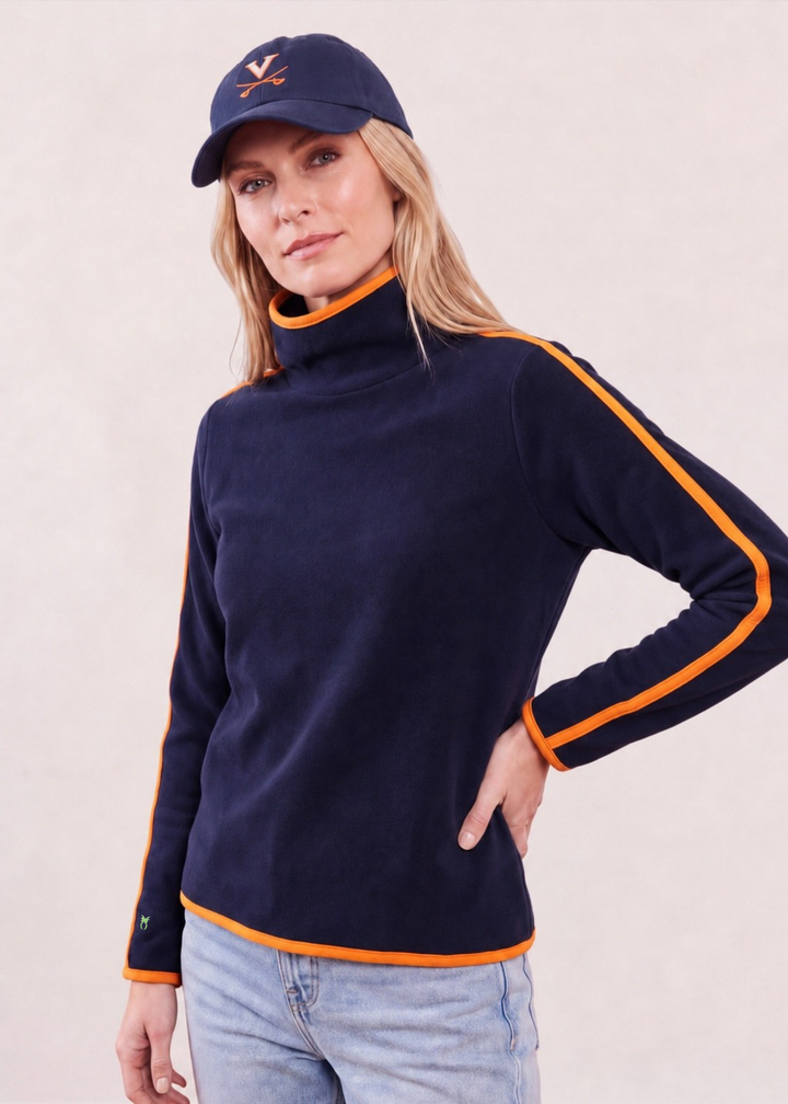 Park Slope with Tipping in Vello Fleece (Navy/Orange)