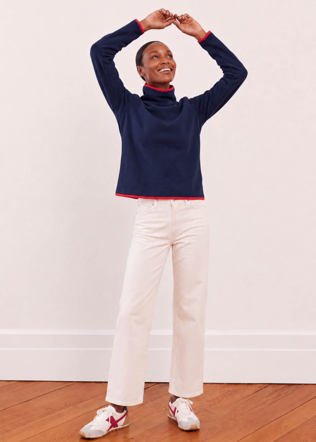 Park Slope with Tipping in Vello Fleece (Navy/Red)
