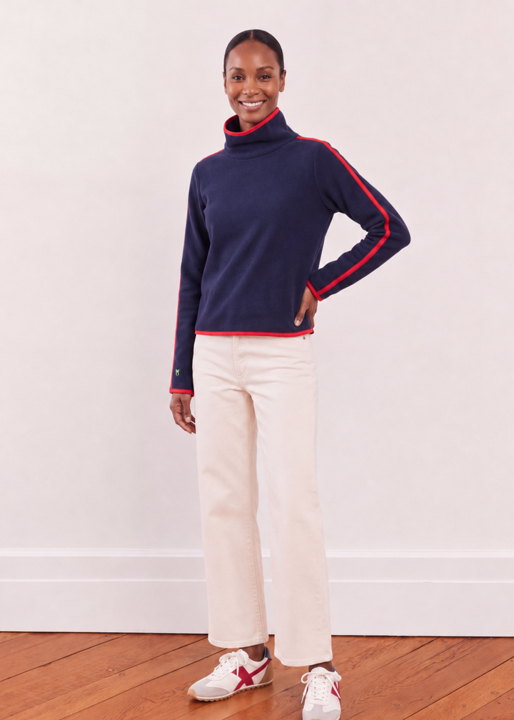 Park Slope with Tipping in Vello Fleece (Navy/Red)