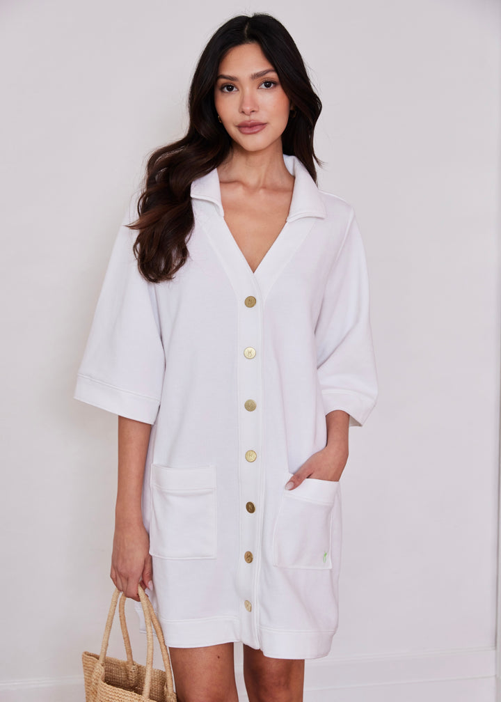 Palm Court Coverup in French Terry (White)