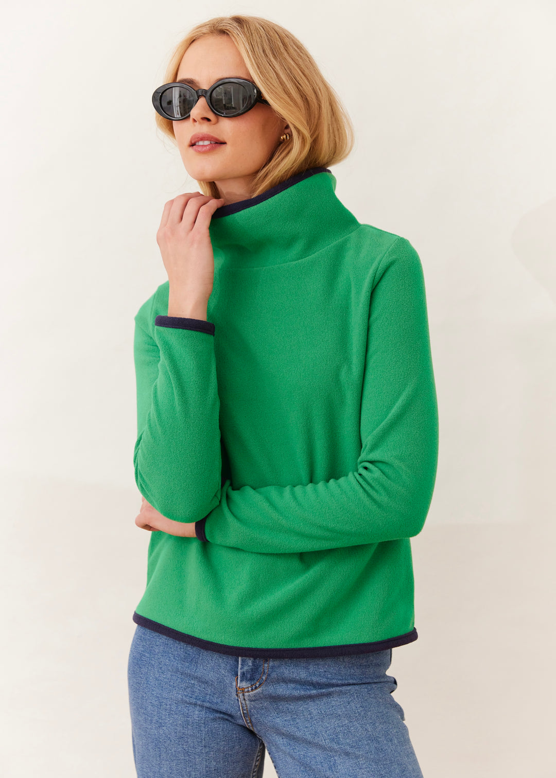 Park Slope with Tipping in Terry Fleece (Jelly Bean/Navy)